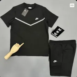 Nike Tech Fleece Μαύρο Καλοκαιρινό Σέτ Nike Tech Fleece Μαύρο Καλοκαιρινό Σέτ
